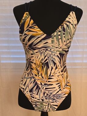 Hurley Women's One-Piece Swimsuit in Navy with Multicolor Leaf Print